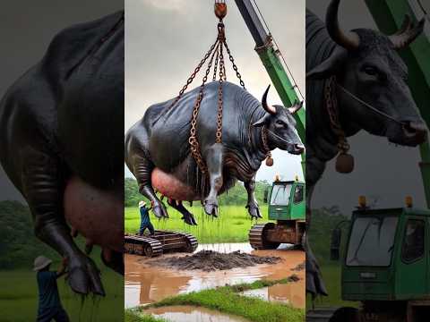 A black cow fell into huge well rescued by farmers #humanity #animals #cow #cowlover #help #rescue